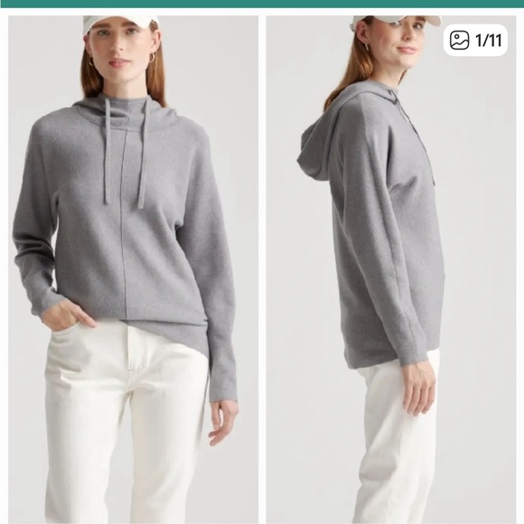 Quince Milano Stitch Pullover Hoodie Heather Grey small - Picture 1 of 6